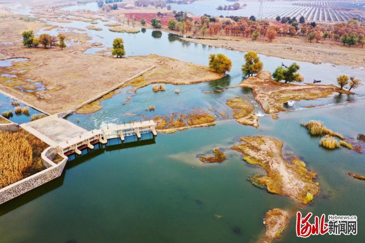 “幸福河湖 大美永定”永定河综合治理与生态修复摄影展作品《灌区之秋》， 摄于河北桑干河二灌区渠首。 孙艺轩摄
