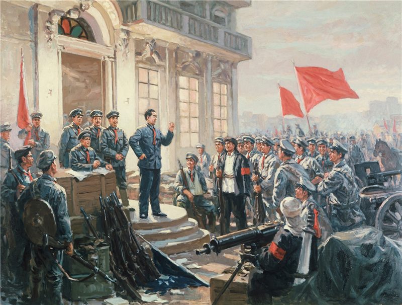 南昌起义(油画)。新华社发