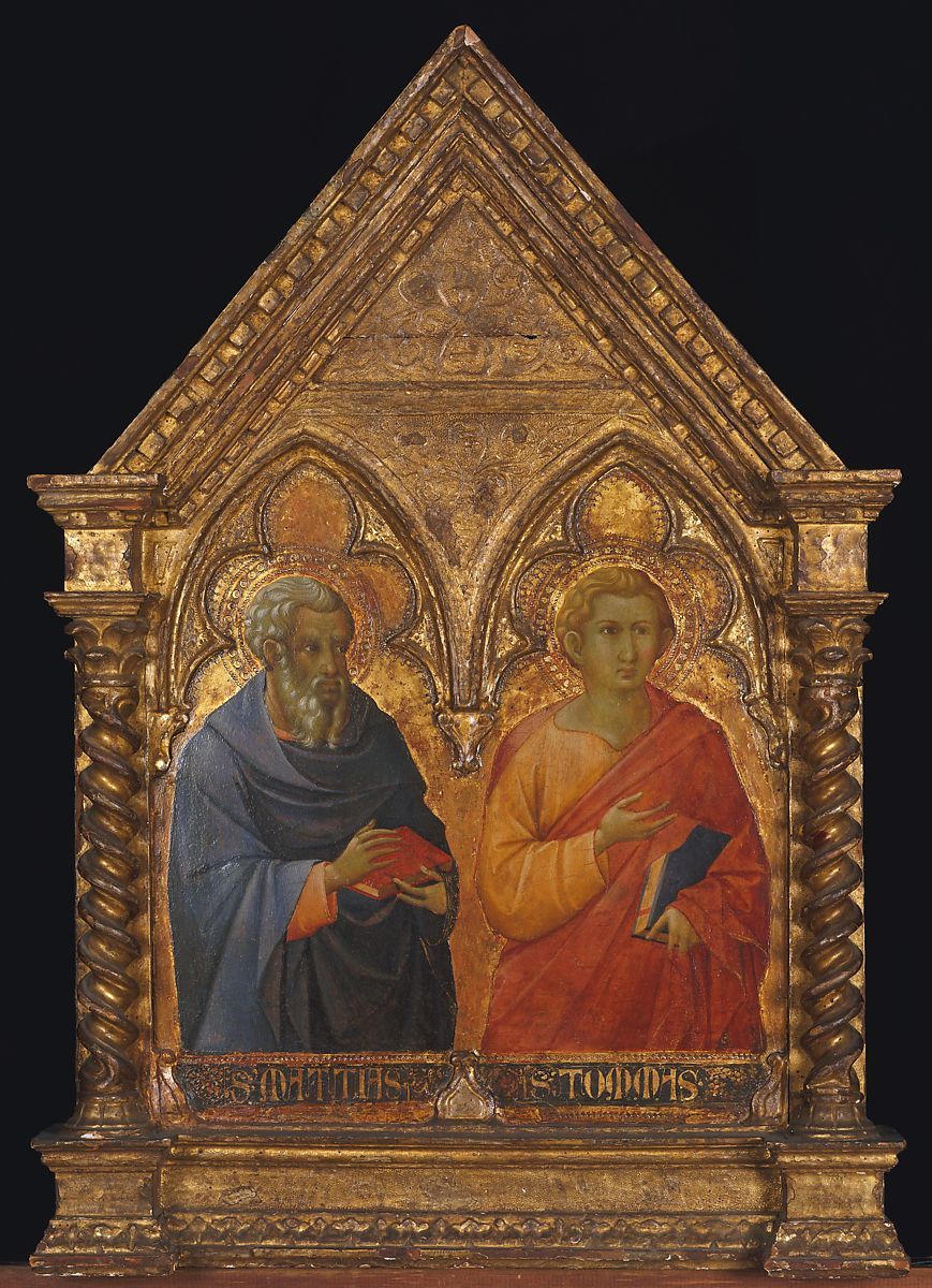 托洛梅奥·宝格丽尼，《圣马提亚和托马斯》，木板蛋彩、金色底面，约1350年，纽约大都会艺术博物馆藏