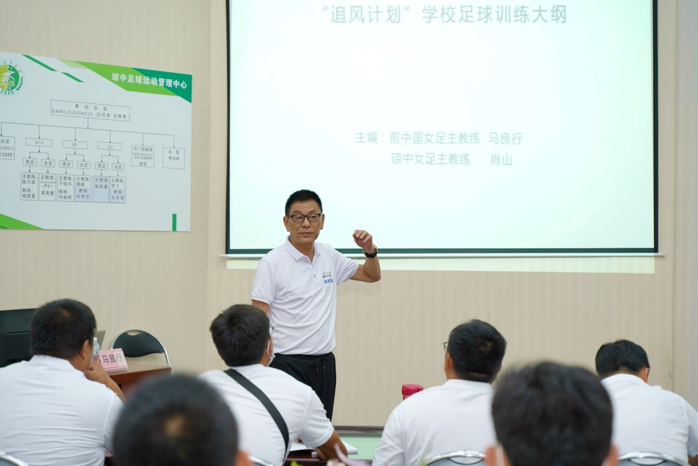 前中国女足主帅马良行为“追风计划”教练员进行培训