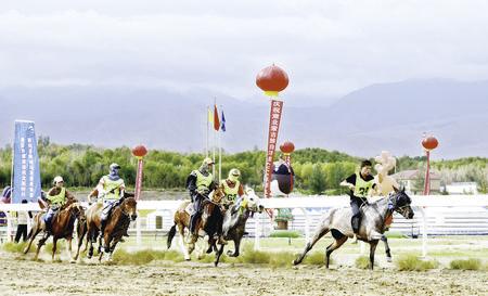 那达慕大会上的赛马比赛