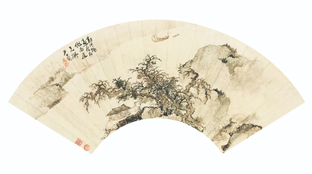 《水阁帆影图》清 李寅