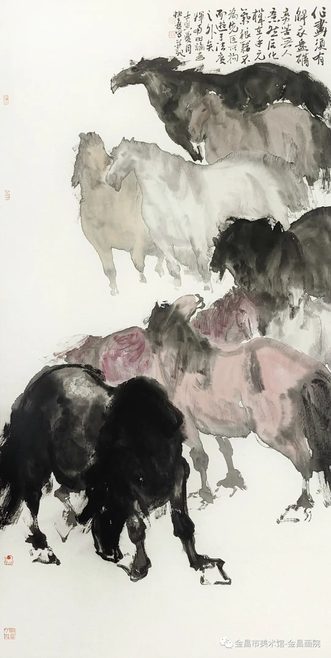 刘植喜《作画须有解衣盘礴旁若无人之意》138x69cm