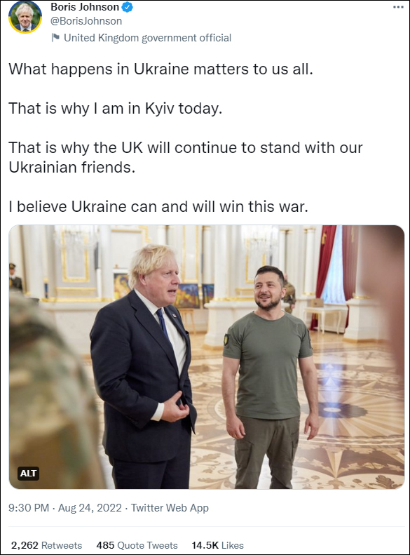 自俄乌冲突2月爆发以来，英国已承诺向乌克兰提供逾23亿英镑（折合人民币约186亿元）的军事和财政援助。