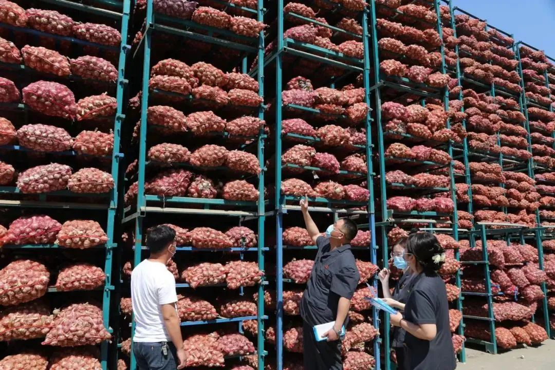 ▲2022年5月，金乡县人民法院农产品交易纠纷审判法庭法官和法官助理在凯盛国际农产品物流园开展送法进市场宣传。