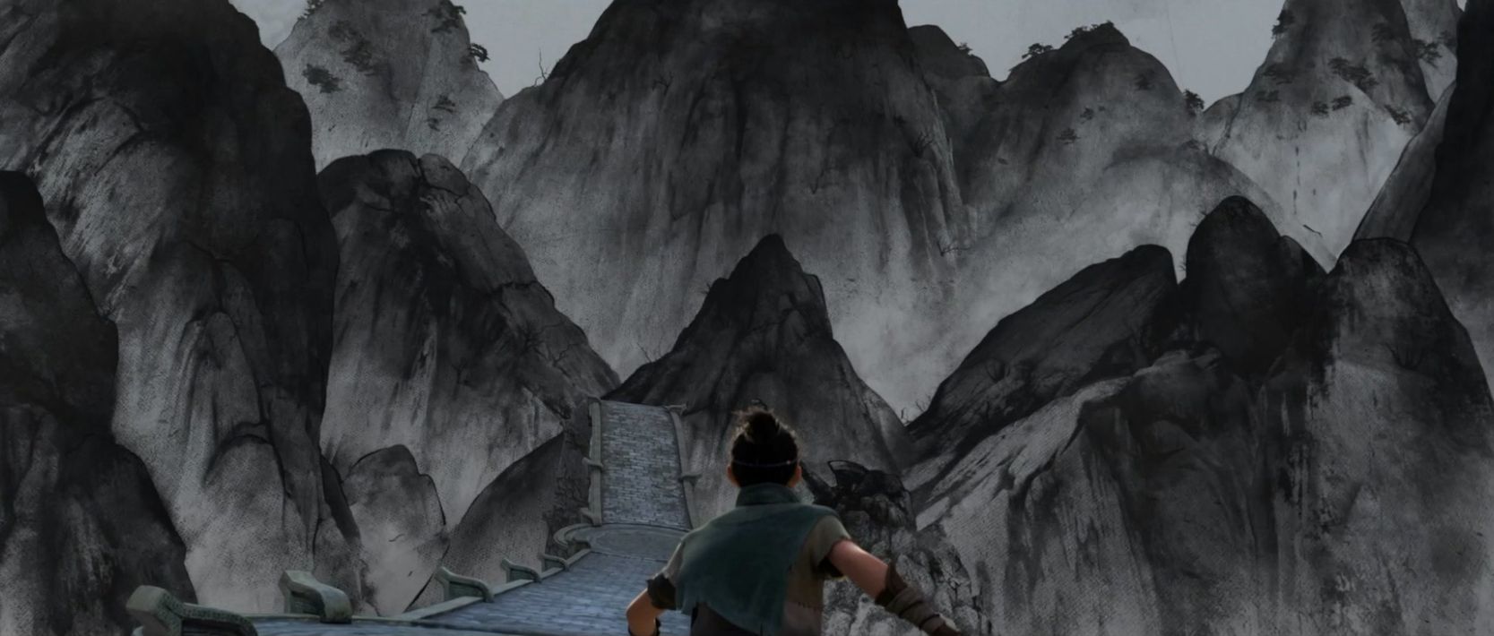 片中的法宝太极图采用了水墨和二维风格的呈现