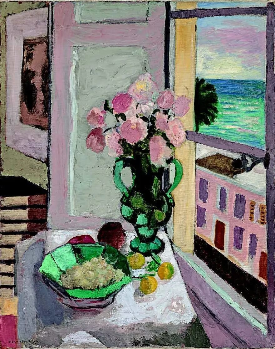 亨利·马蒂斯，《窗边的萨弗瑞月季》（Safrano Roses at the Window）1925年