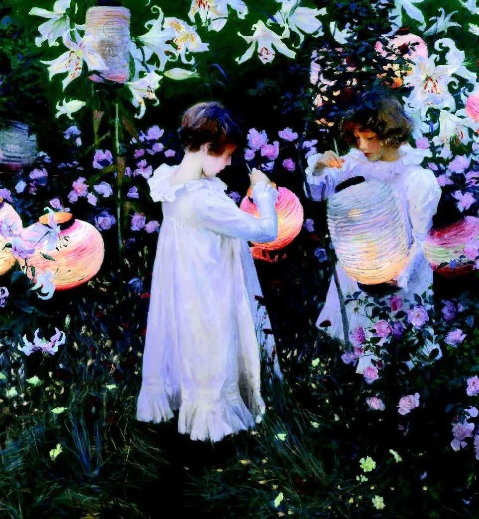 约翰·辛格·萨金特,《康乃馨，百合，百合，月季》（Carnation, Lily, Lily, Rose）,1885—1886年