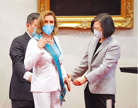 美国众议院议长佩洛西(nancy pelosi)窜访台湾地区 (图片来源:台湾"中