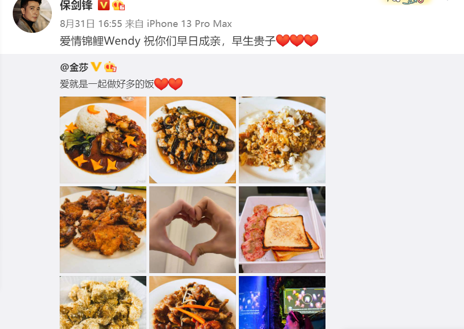 爱情锦鲤！保剑锋发文祝福金莎新恋情：早生贵子