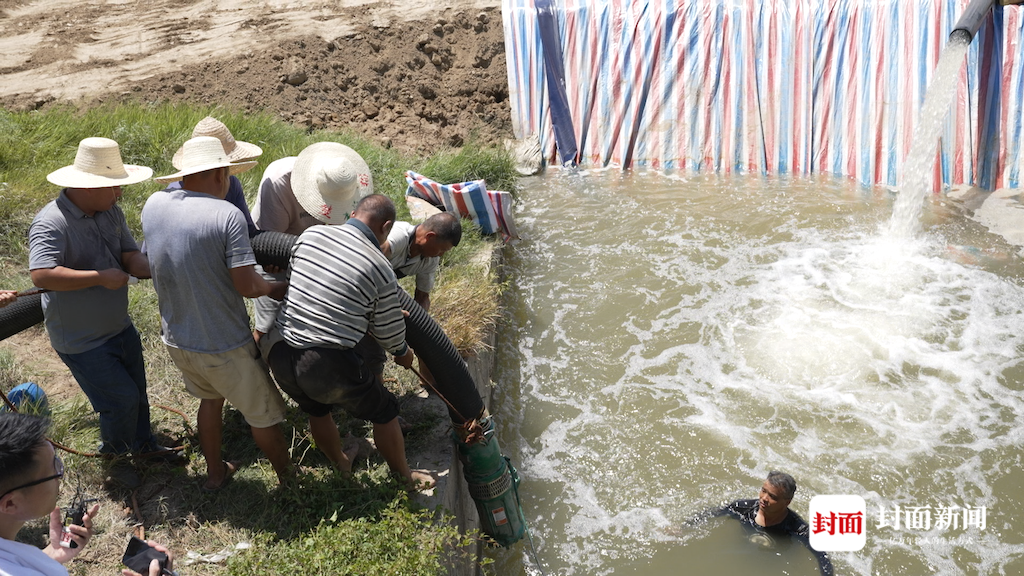 8月22日，永修县，群众新修抽水管道抗旱。摄影：杨峰