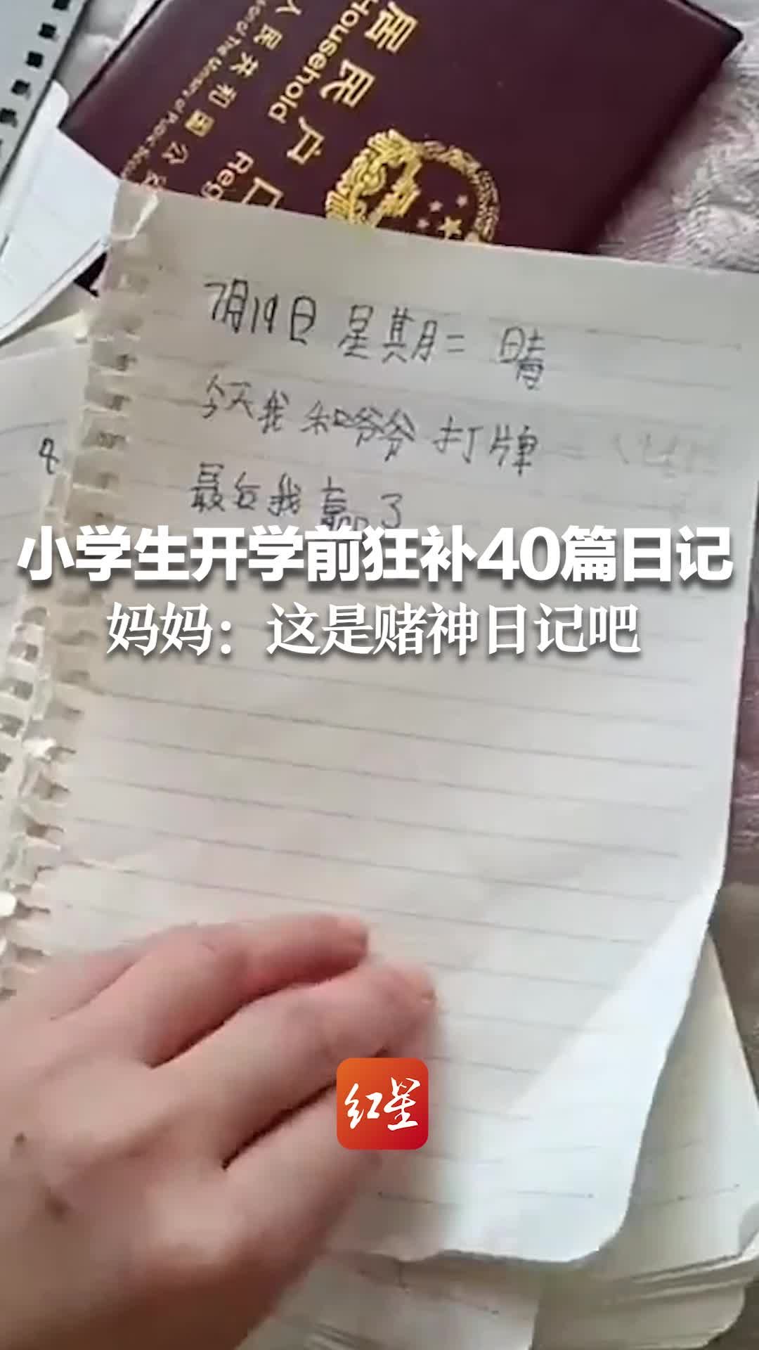 小学生开学前狂补40篇日记 妈妈血压飙升：这是赌神日记吧