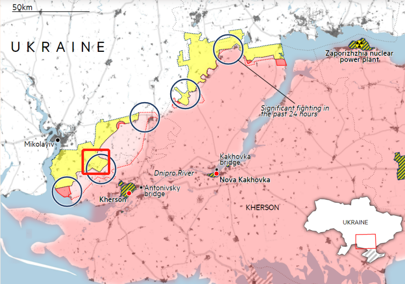 红框处为俄军宣布挫败乌军进攻的区域