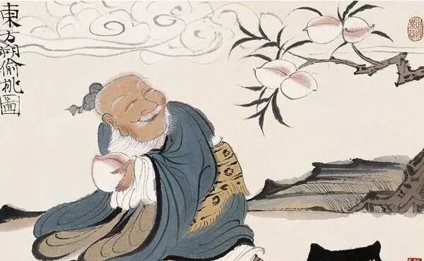 东方朔偷桃图，张大千绘