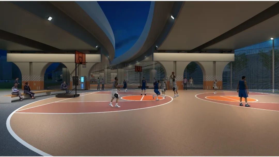 曲江新区新开门立交桥下运动场效果图