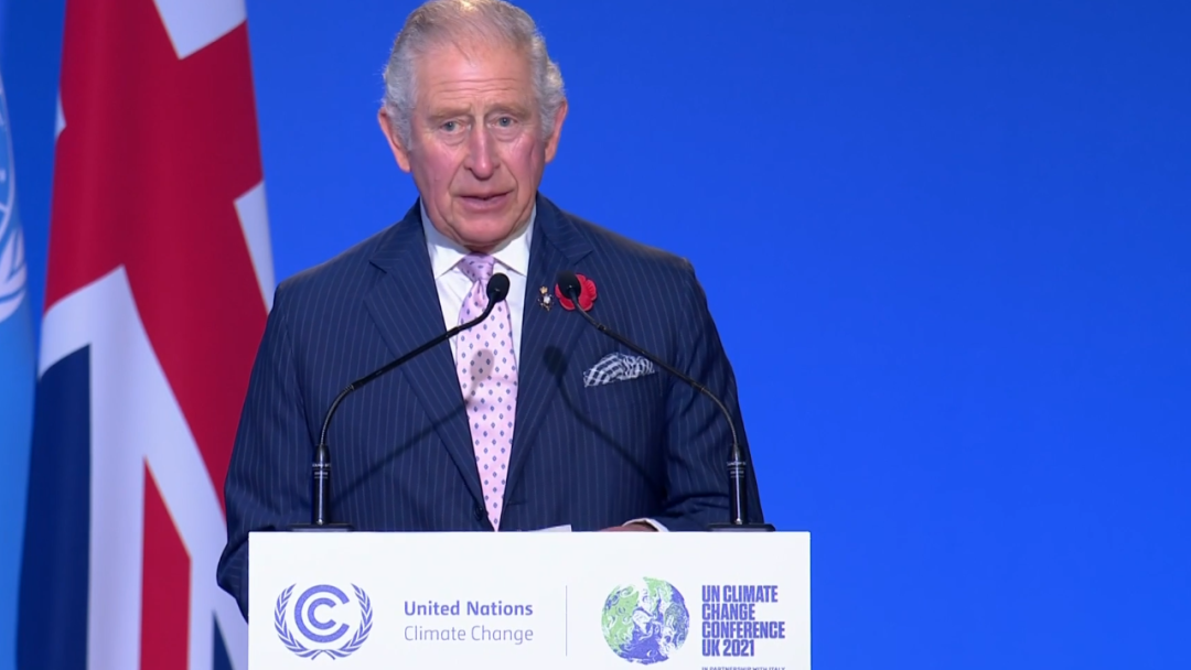 图为查尔斯在2021年格拉斯哥联合国气候变化第26次会议上发言