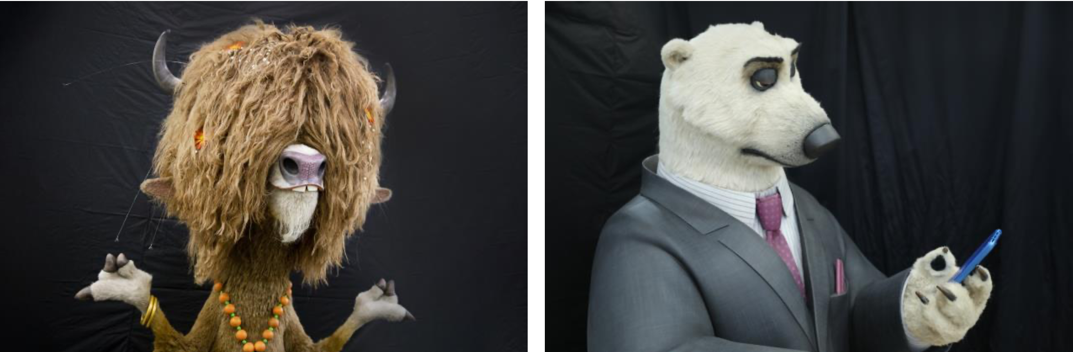 在上海迪士尼度假区的演出布景制作中心，北极熊考斯洛夫和牦牛犀利哥的机械动画人偶的制作也不断取得进展，他们期待着更多动物朋友们加入新园区。