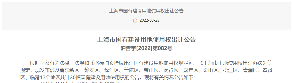 上海第三批集中供地将于9月23日开拍 19幅地块确认底价成交 风财讯