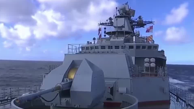 俄罗斯国防部公布俄中海军巡航太平洋视频