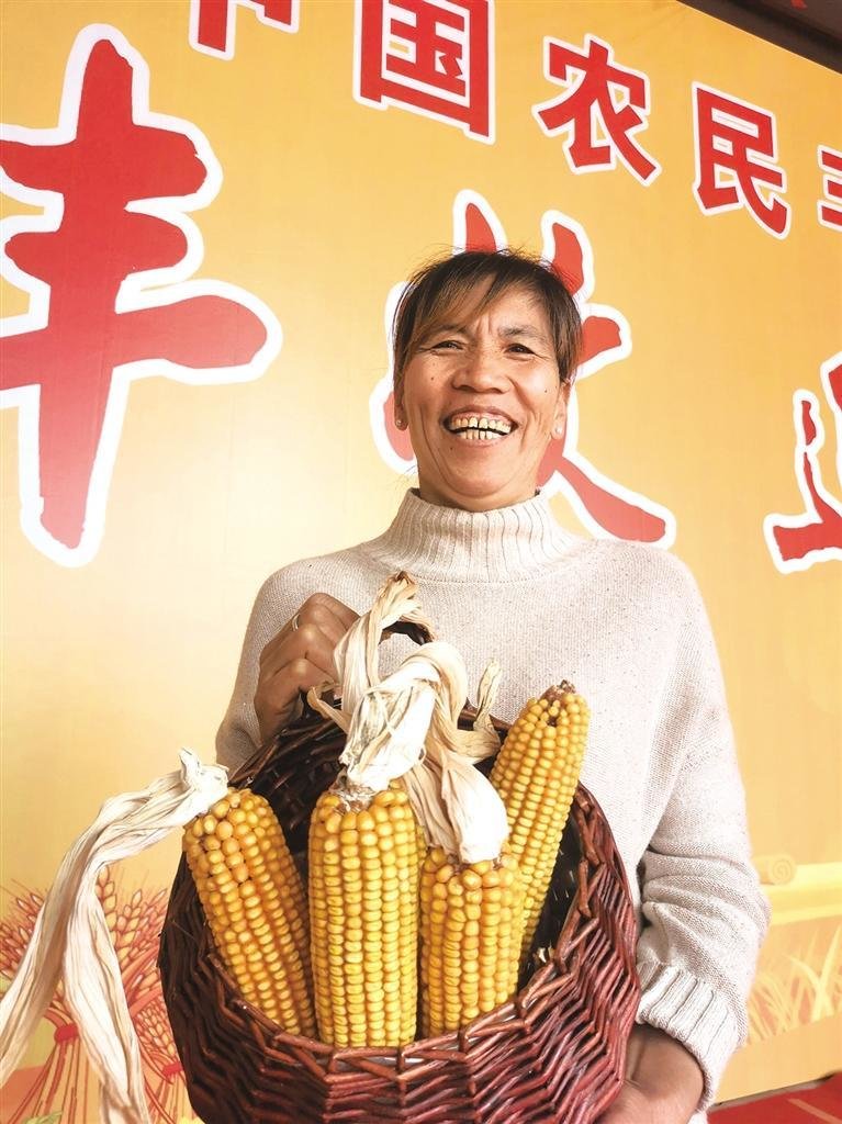 丰收了，农民乐开怀。