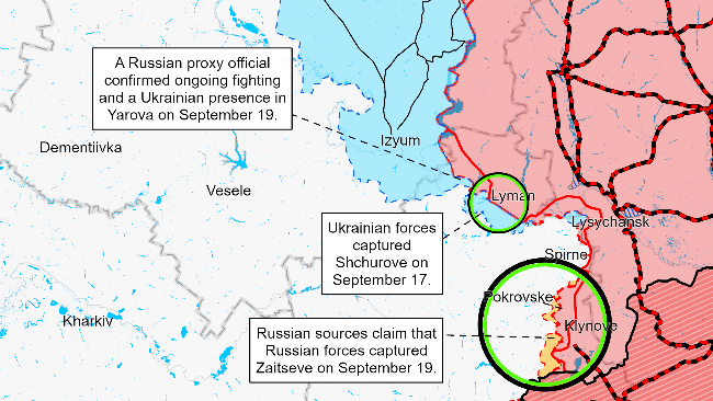 虽然乌军一直试图大举渡过奥斯基尔河，但南北两翼的居民点仍在俄军控制之中，从河流正面攻击仍不足以动摇俄军防线