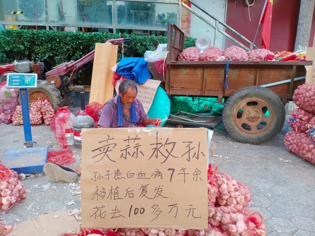 郑州老人卖蒜救孙,爱心市民半天买走3000斤