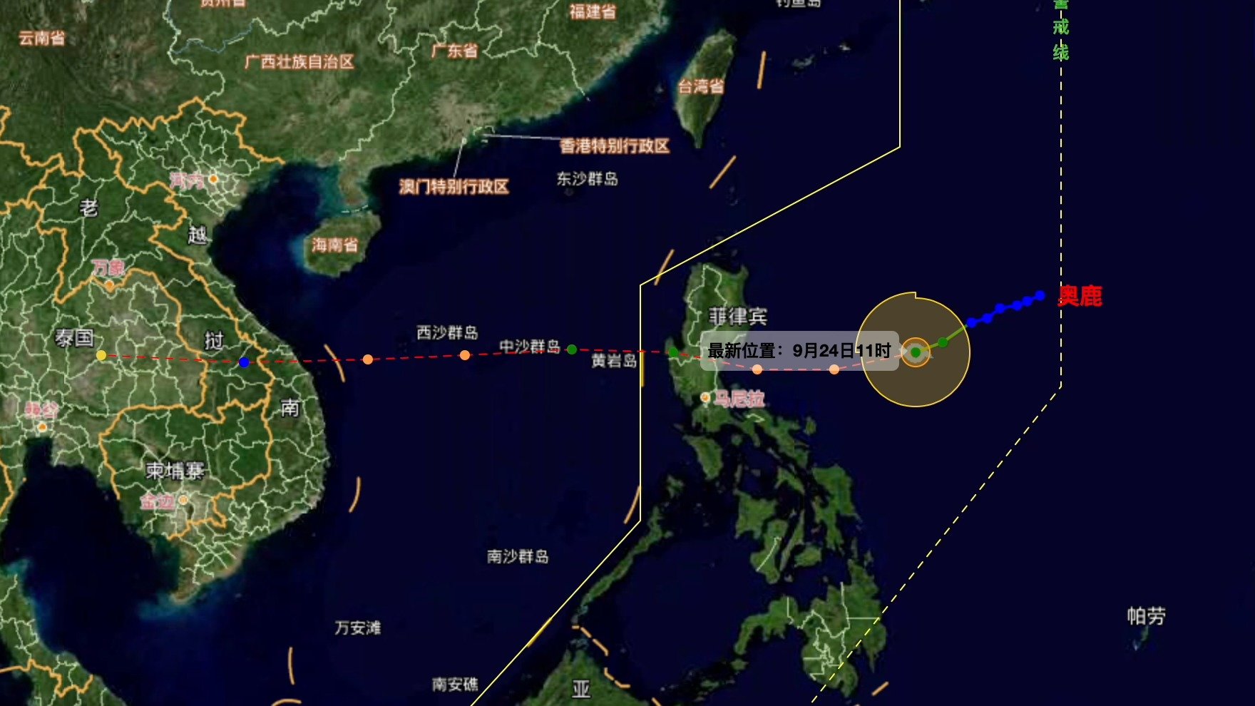 台风“奥鹿”加强为强热带风暴级，将给华南沿海带来风雨影响