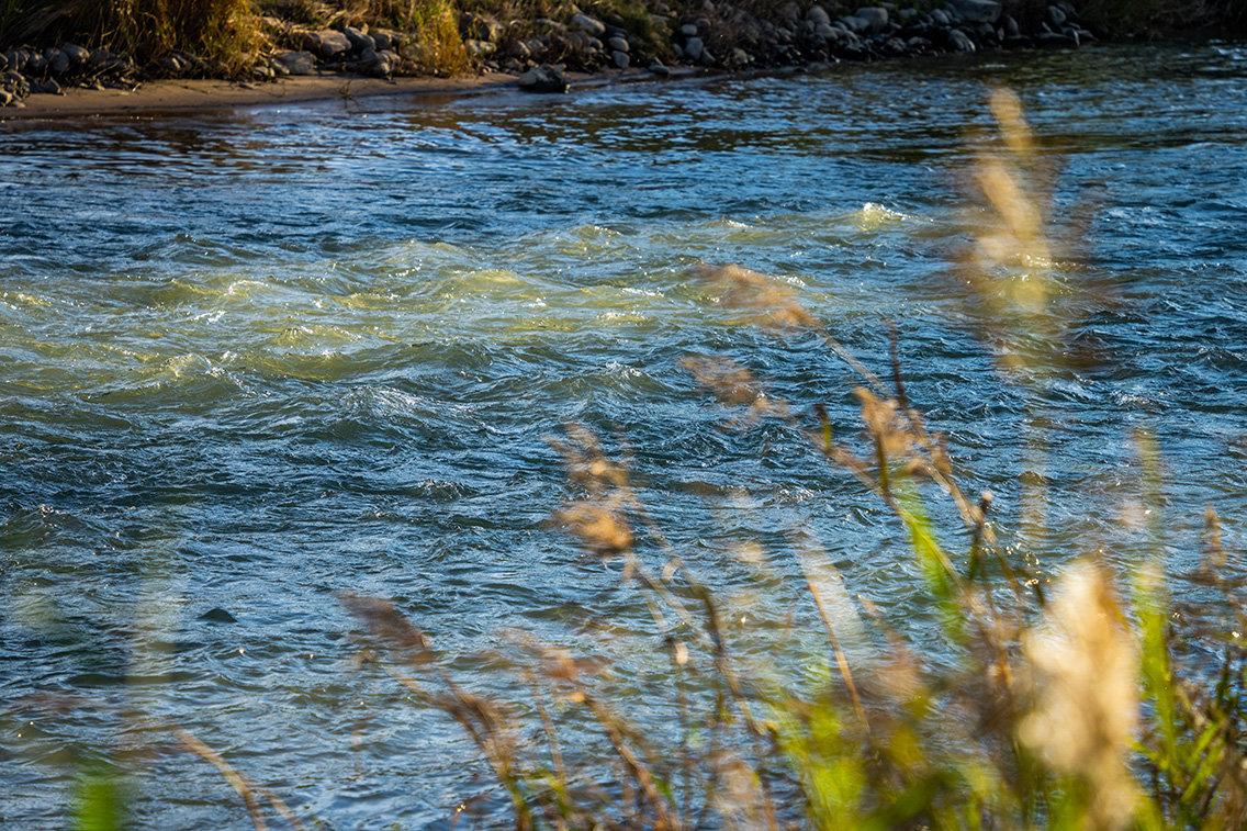 图为湿地公园内碧波荡漾的汾河水（马梦迪 摄）