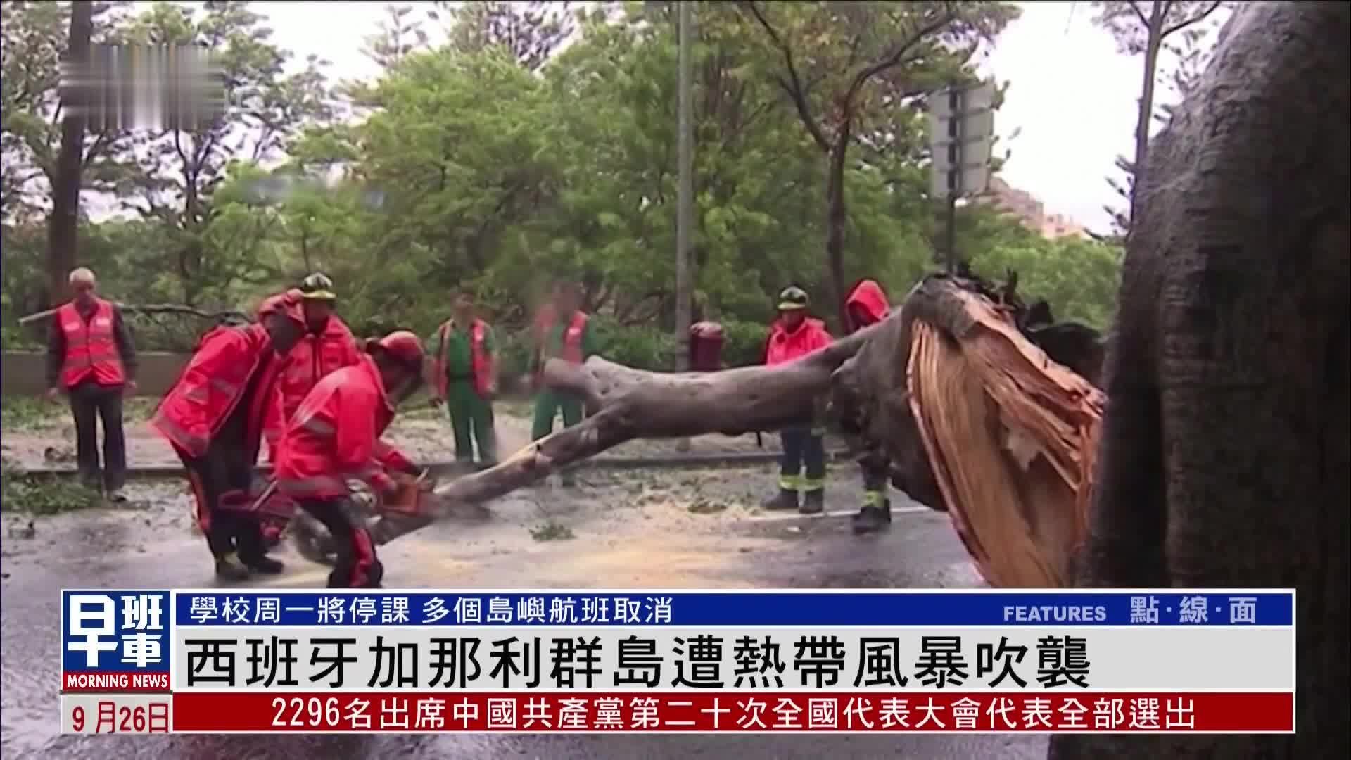 西班牙加那利群岛遭热带风暴吹袭