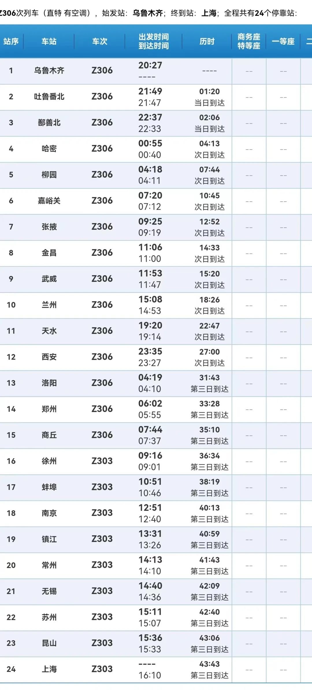 图片来源：铁路12306网站