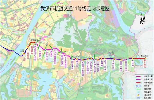 11号线走向示意图。