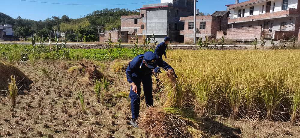 宁都县13名政府专职消防员,在归队途中偶遇古稀老人独自在田中干活