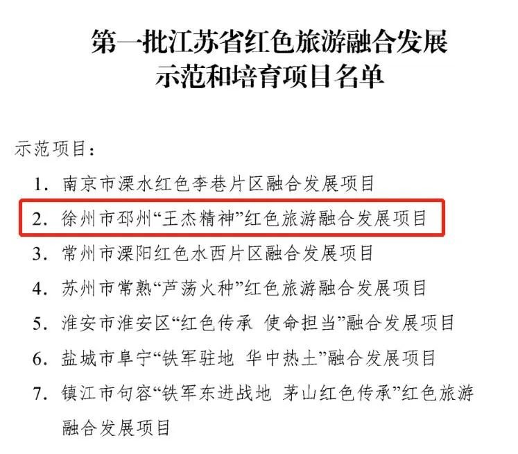 邳州上榜，徐州唯一！首批江苏省红色旅游融合发展示范项目公布