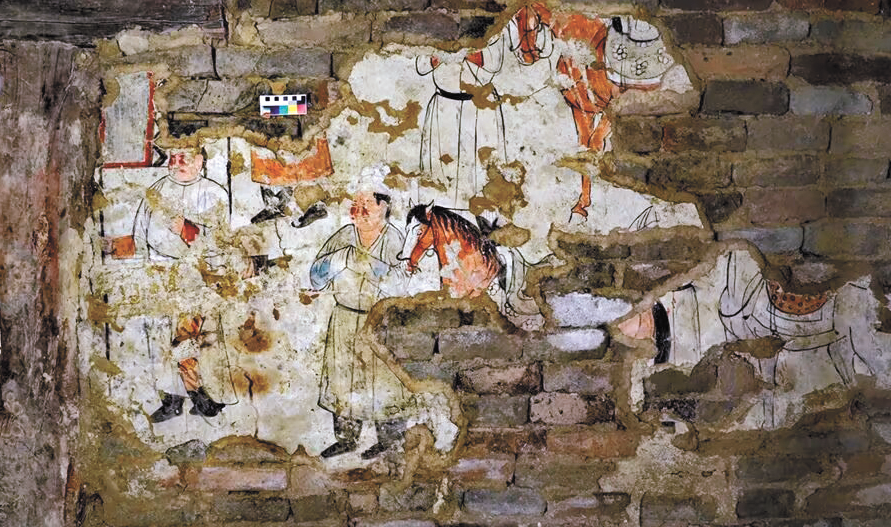 乌兰泉沟墓前室东壁牵马迎宾图 作者/供图