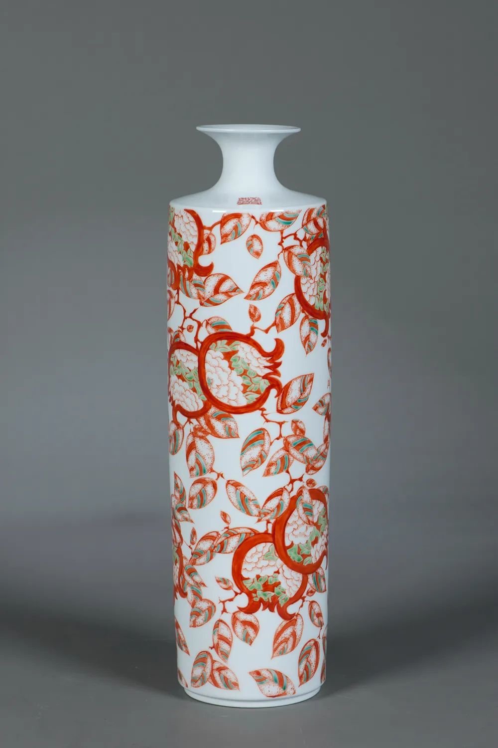 《中国符号之榴开百子》 陶瓷红绿彩瓷瓶 付丹