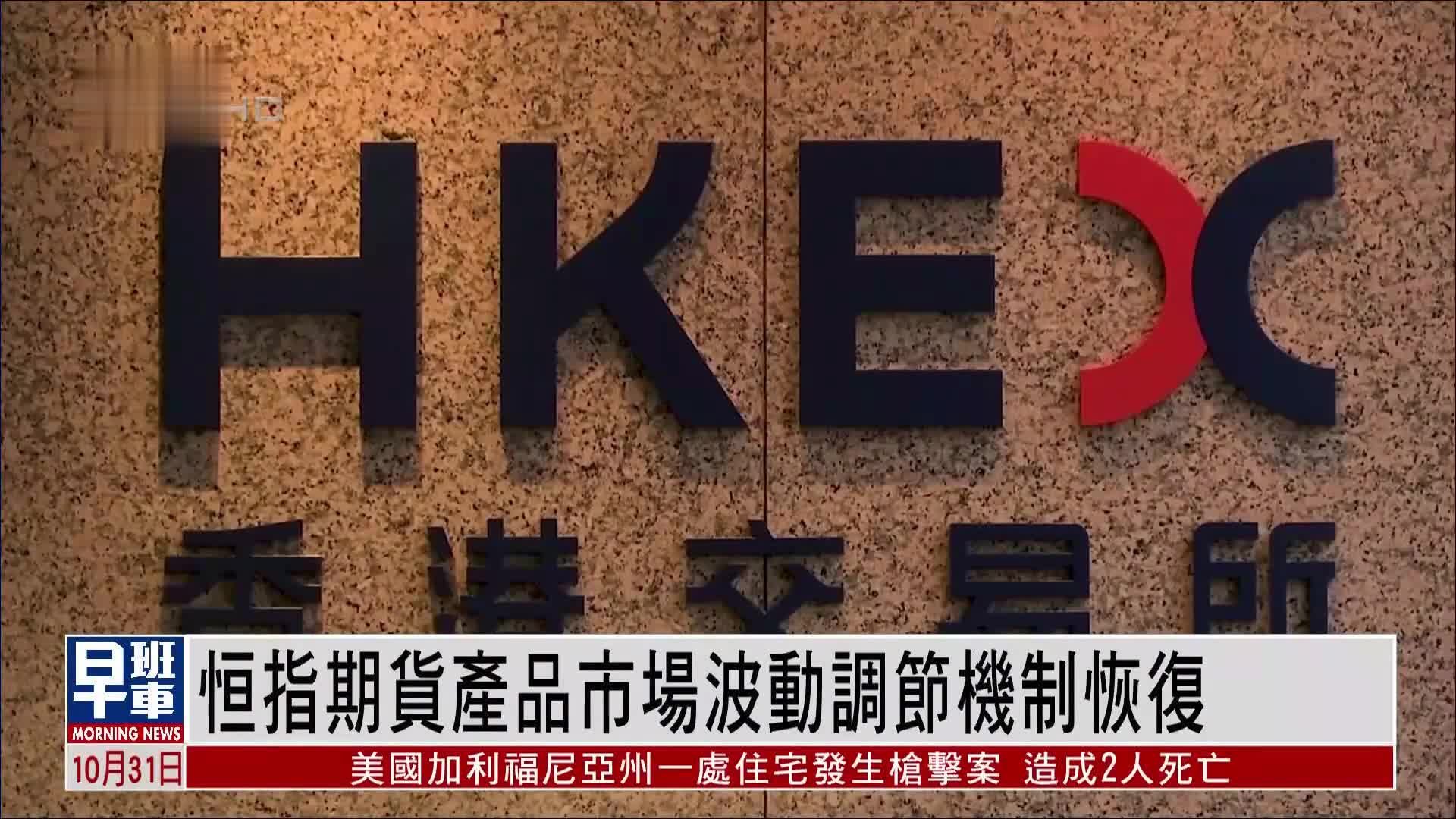 香港交易所：恒指期货产品市场波动调节机制恢复