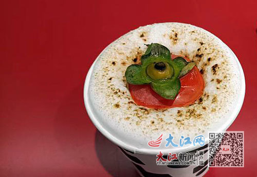 某咖啡店的柿子创意饮品。