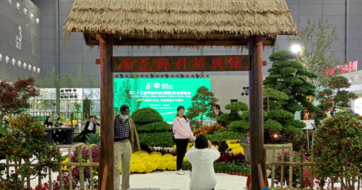 ▲长沙雨花区乡村振兴馆成为第23届农博会上的网红打卡场馆（剑裘 摄）。