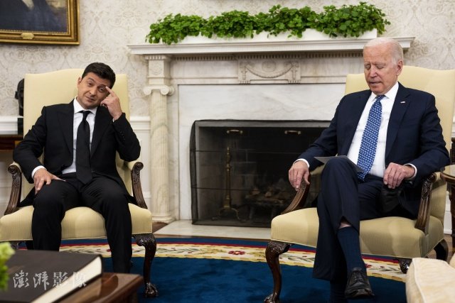 当地时间2021年9月1日,美国华盛顿,美国总统拜登会见乌克兰总统泽连斯基。 澎湃影像
