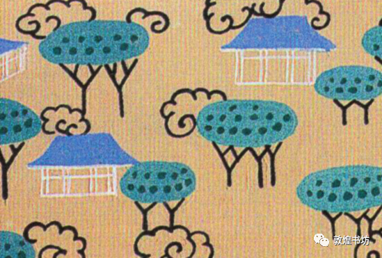 莫高窟第31窟卢舍那塑像佛衣上的云树房屋纹