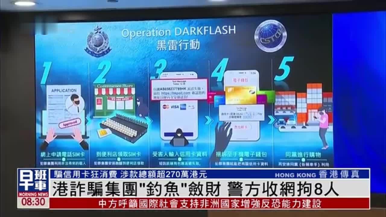 香港诈骗集团“钓鱼”敛财 警方收网拘8人