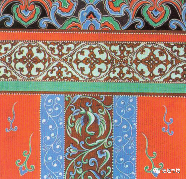 莫高窟第334窟初唐彩塑观音裙子上的凤凰卷草纹及宝相花纹