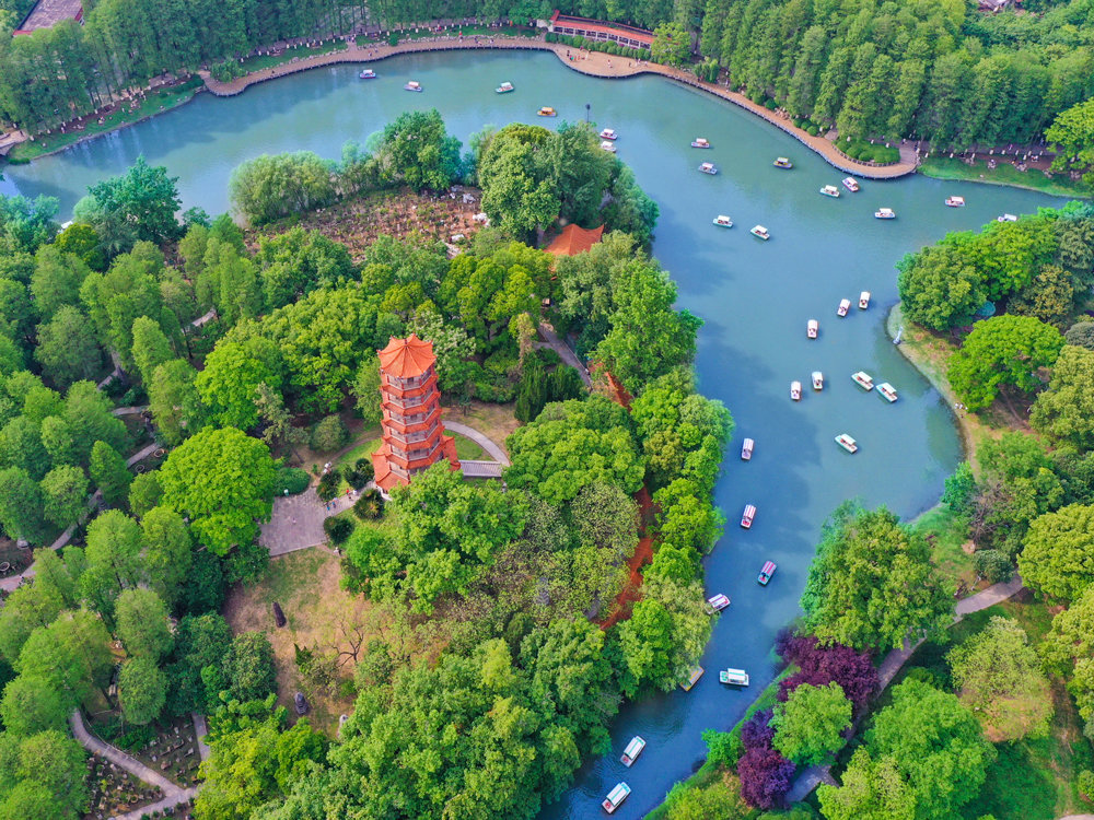 位于武汉闹市区的解放公园，是武汉市最有代表性的城区公园之一。新华网发 王芳 摄