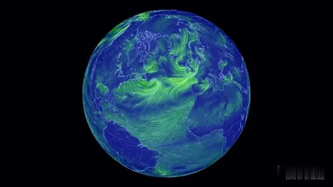 1分钟，从太空看完北大西洋表面1年时间的风