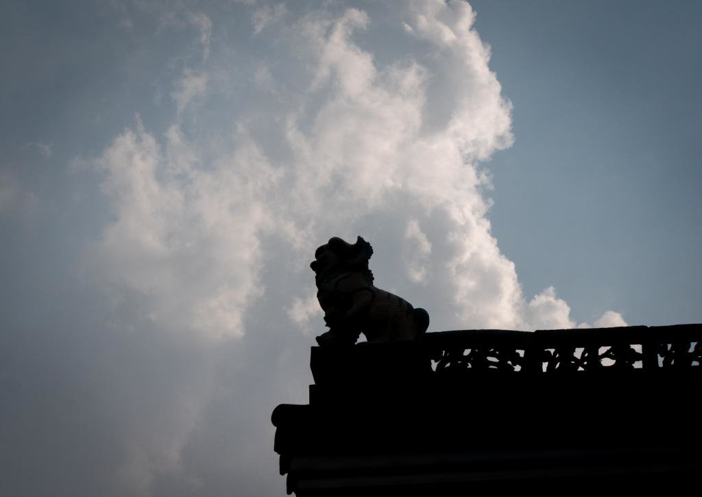 湘潭北五省会馆，墙上的石狮子还在仰 望着天空。图 / 常立军