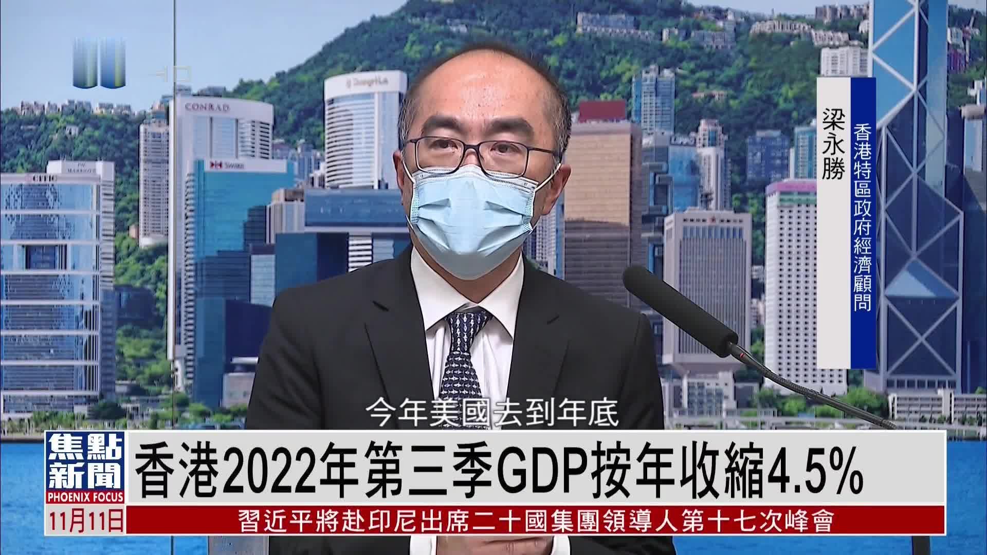 香港2022年第三季GDP按年收缩4.5%