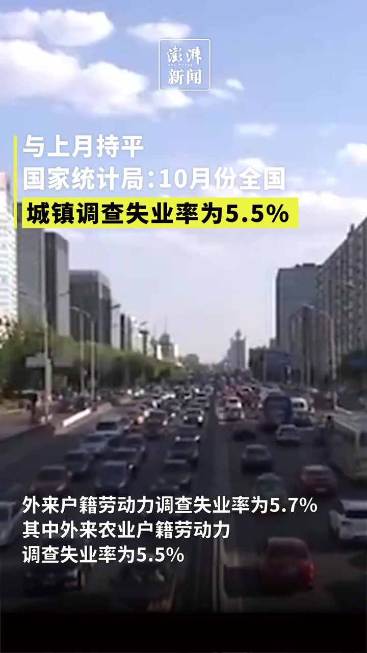国家统计局:10月份全国城镇调查失业率为5.5%_凤凰网视频_凤凰网