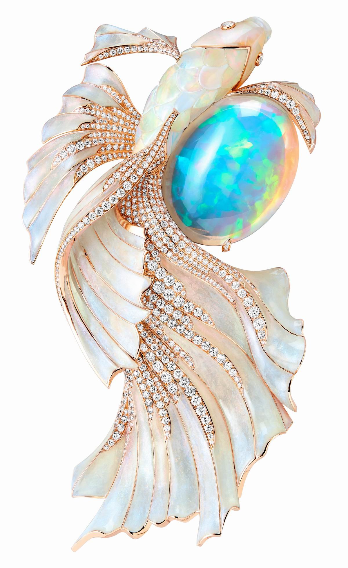 宝诗龙Carte Blanche, Holographique全息光影高级珠宝系列Opalescence项链。