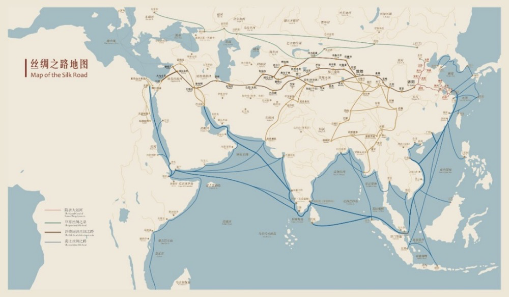 丝绸之路地图 图源：中国丝绸博物馆