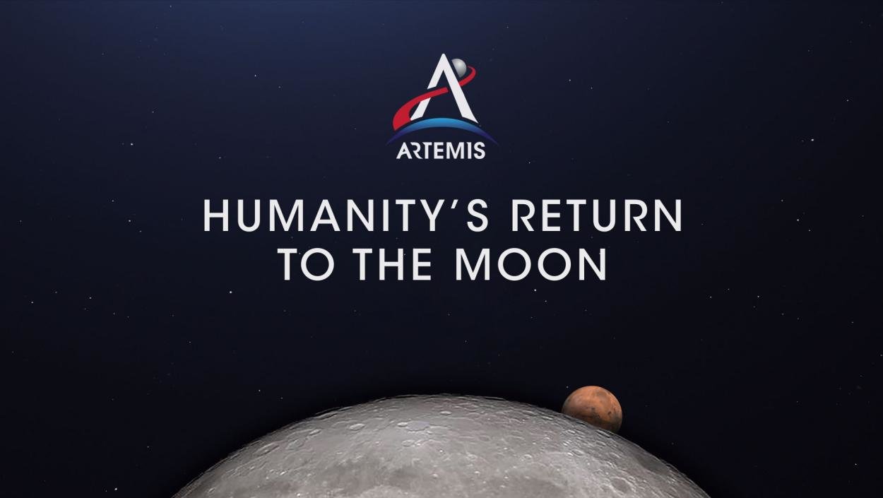 NASA官网关于“阿尔忒弥斯”项目的海报，上书“人类重返月球”